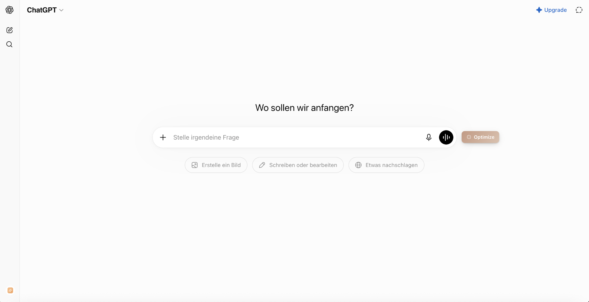 Intenda Optimize-Button in ChatGPT